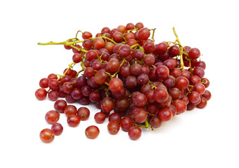 Bunch of red grapes Isolated on white background.