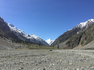 mountain landscape panorama in Hindukush mountain region in Chitral Pakistan