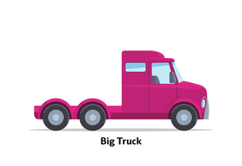 Big truck side view. Vector stock flat illustration. Raspberry cartoon, toy car. Simplified style for design and animation