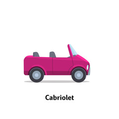 Cabriolet car side view. Vector stock flat illustration..