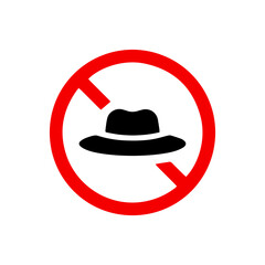 vector illusion icon of prohibited Hat with red circle and glyph icon