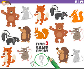 find two same animals educational task for children