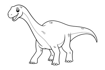 Little Diplodocus Cartoon Illustration BW
