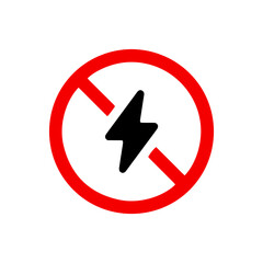 Obraz premium vector illusion icon of prohibited Electricity with red circle and glyph icon