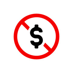 Obraz premium vector illusion icon of prohibited Dollar with red circle and glyph icon