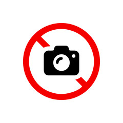 vector illusion icon of prohibited Camara with red circle and glyph icon