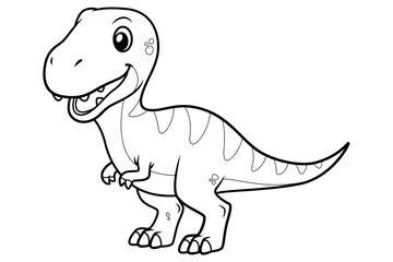 Little Tyrannosaurus Cartoon Illustration BW