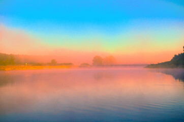 Fototapeta na wymiar foggy dawn
