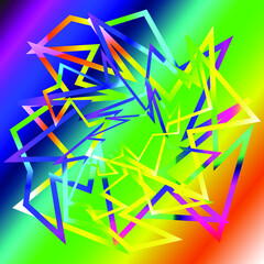 abstract background with the image of broken lines of rainbow colors