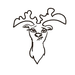 drawing funny deer outline graphics black and white comic picture 