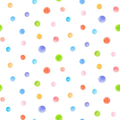 Crayon dots seamless pattern. Hand drawn artistic circle repeatable background with pastels. Cute Colorful stylish illustration for backgrounds, textiles, tapestries.