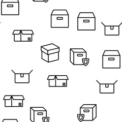 Box Carton Package Vector Seamless Pattern Thin Line Illustration