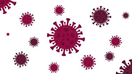 Many coronavirus molecules on a white background