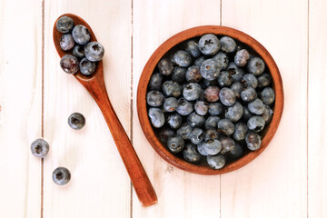 Blueberries in a bowl for breakfast.