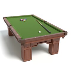 3d illustration of a pool table