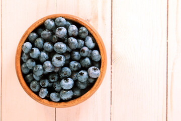 Blueberries in a bowl for breakfast.