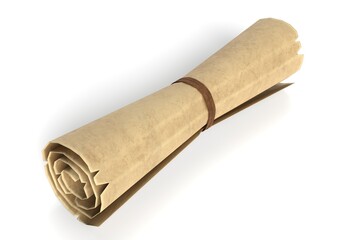 3d illustration of a scroll rolled up