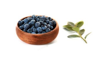 Fototapeta na wymiar Blueberries in a wooden bowl