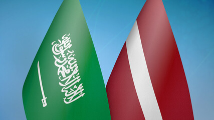 Saudi Arabia and Latvia two flags