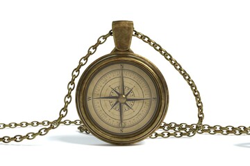 3d illustration of an antique compass