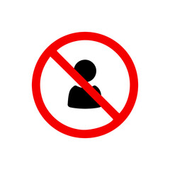 vector illusion icon of prohibited Man with red circle on glyph icon
