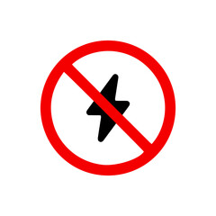 Obraz premium vector illusion icon of prohibited Electricity with red circle on glyph icon