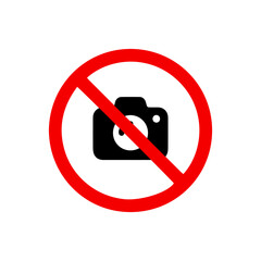 vector illusion icon of prohibited Camara with red circle on glyph icon