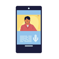 latin man in smartphone in video chat vector design