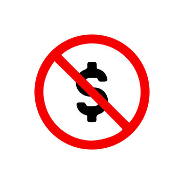 vector illusion icon of prohibited Dollar with red circle on glyph icon