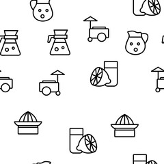 Lemonade Tasty Drink Vector Seamless Pattern Thin Line Illustration