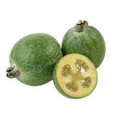 Feijoa isolated on a white background close-up.