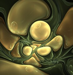 Yellow stones on a green background. Abstract image. Computer generated.