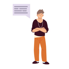 american man cartoon with bubble vector design