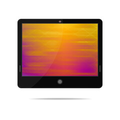 Tablet computer with colorful blurred screen. Object on a white background. 