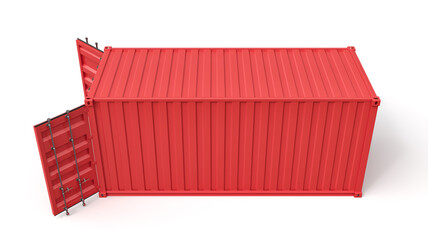 3d rendering of open red shipping container isolated on white background