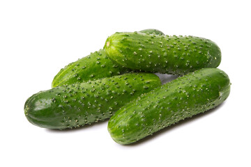 Fresh cucumbers isolated on white background
