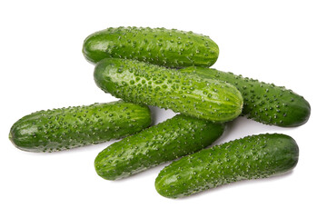 Fresh cucumbers isolated on white background