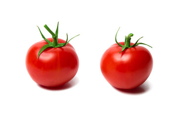 Ripe tomatoes isolated on white background