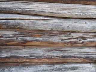 Plakat Old wooden log house wall background