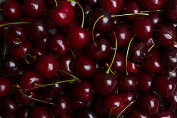 Ripe cherry as background texture close-up