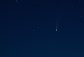 Fototapeta na wymiar Comet C / 2020 F3 (NEOWISE) — a retrograde comet with an almost parabolic orbit in the village