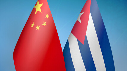 China and Cuba two flags