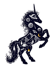 Unicorns and the universe vector illustration