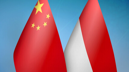 China and Indonesia two flags