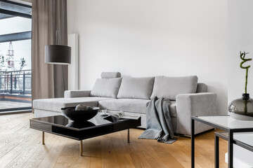Simple gray corner sofa