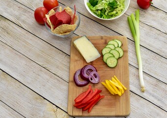 Simple healthy fresh organic ingredients ready to assemble tasty delicious homemade meal kit tacos for ethnic Mexican food at home