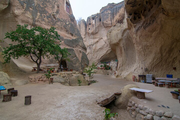 Old troglodyte house cafe in hidden valley , Cappadocia, Turkey