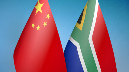 China and South Africa two flags