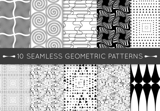 Black and White Geometric Seamless Pattern Collection 