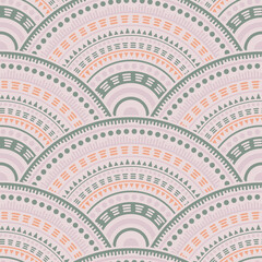 Ethnic circle shapes seamless geometric pattern.